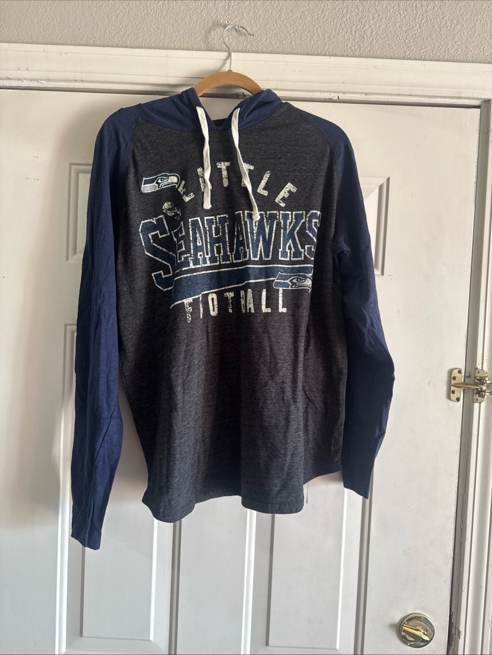 Men's Hooded Long-Sleeve shirt- Navy/Charcoal